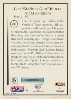1993 Pro Billiards Tour #80 Lou Butera Back